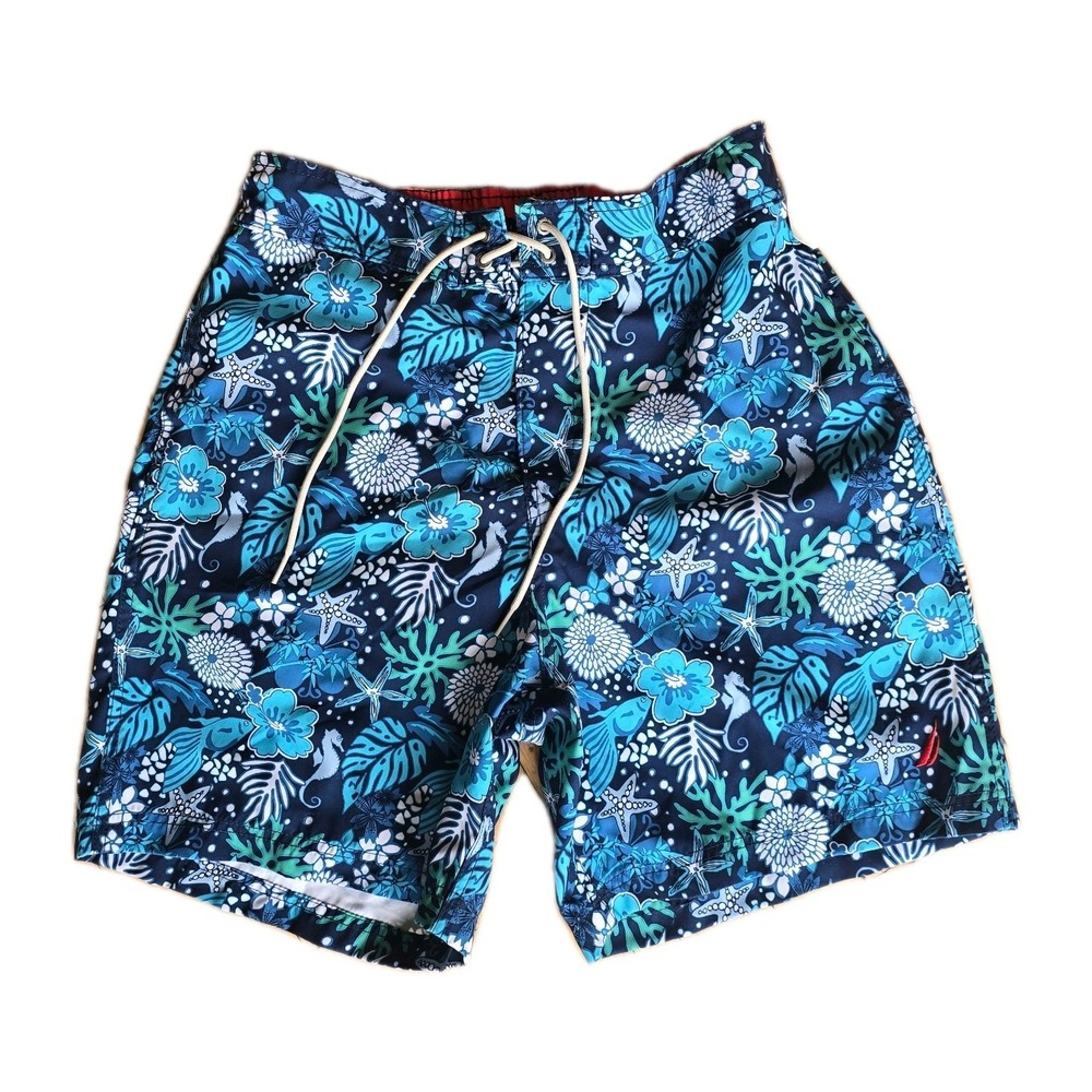 Nautica Logo Print Men's 8" Quick Dry Board Shorts/Swim Trunks - Size Med - NWT